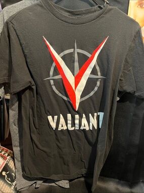 Valiant Black Tee with Red & White V-Logo